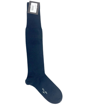 Cesare Attolini Wool Socks Midnight Blue Maroon Design US 11 1/2 - / EUR 45 Over The Calf SAL