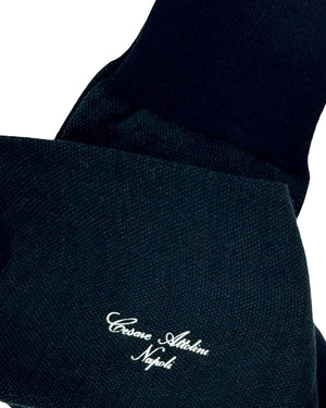 Cesare Attolini Over The Calf Wool Socks Midnight Blue 