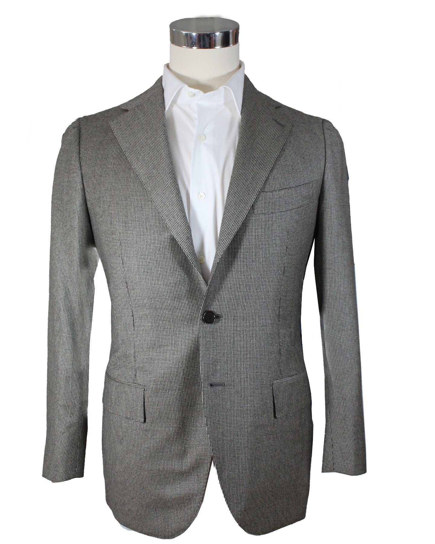 Cesare Attolini Suit Beige Brown Houndstooth Wool EU 54/ US 44 SALE