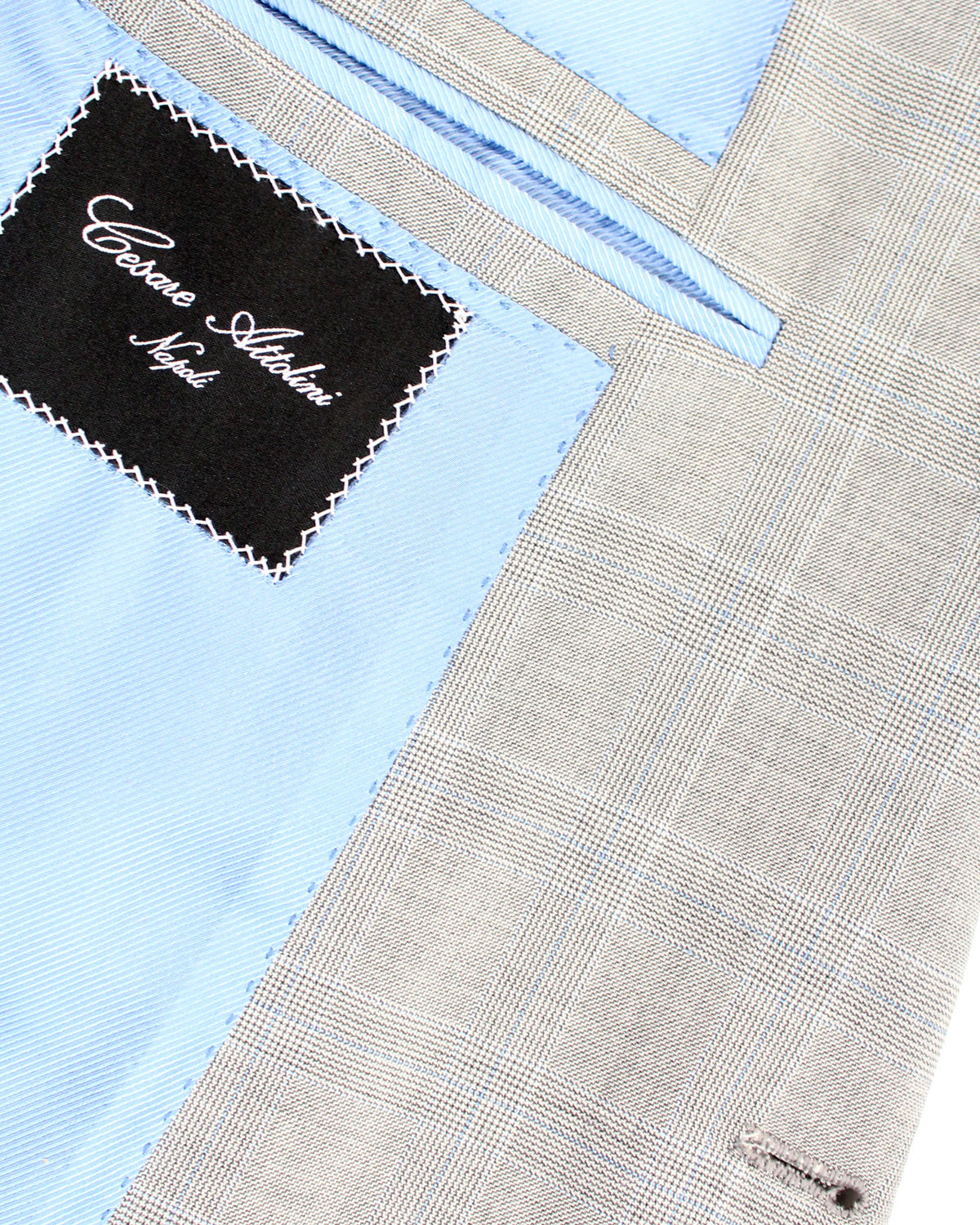 Cesare Attolini Wool Suit Light Gray Plaid Check EU 50/ US 40