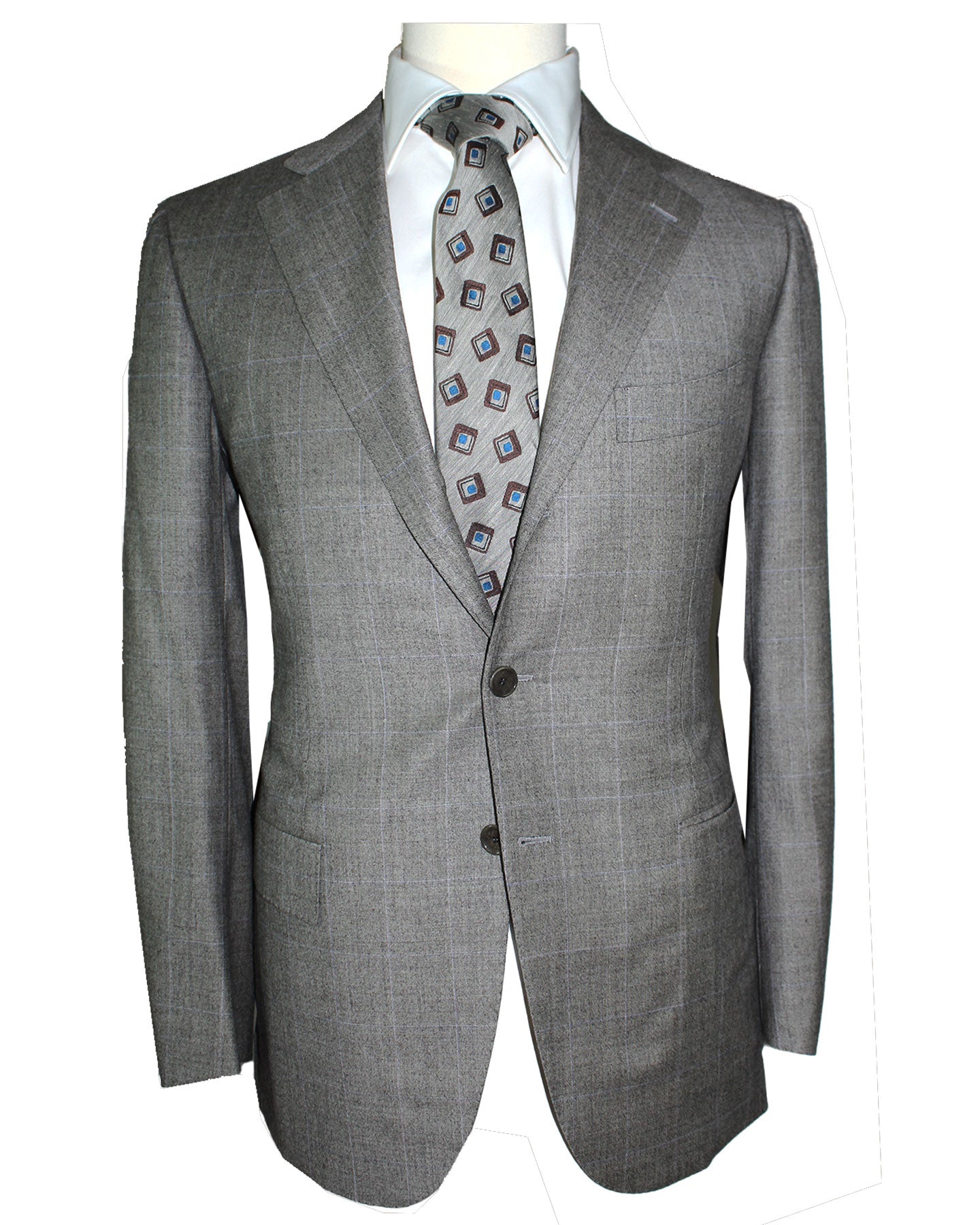 Cesare Attolini Wool Suit Gray Windowpane Design EU 50/ US 40