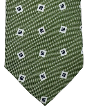 Cesare Attolini Silk Tie Green Silver Design