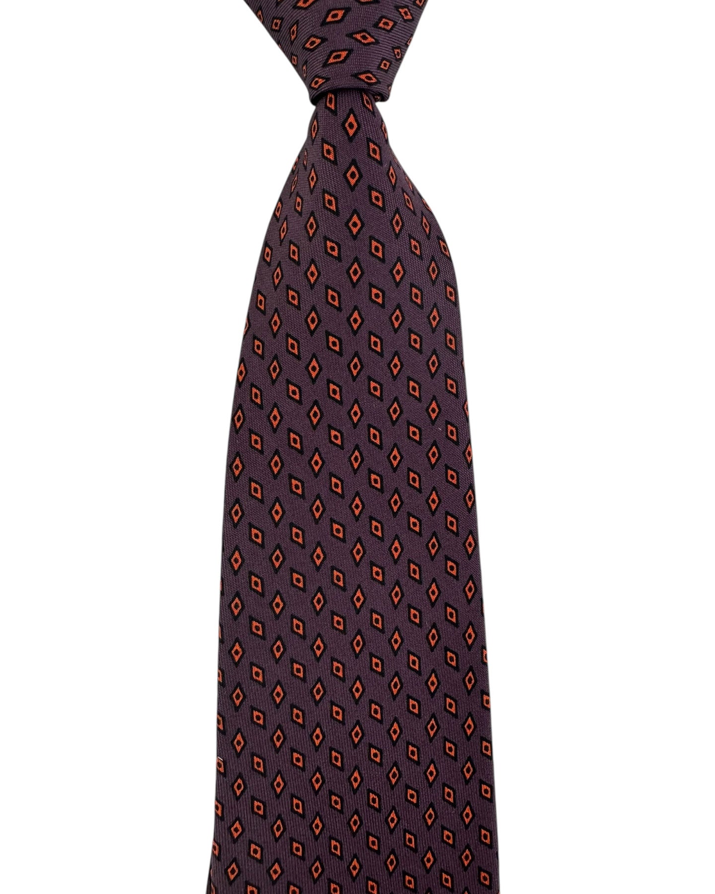 Cesare Attolini Silk Tie Maroon Geometric