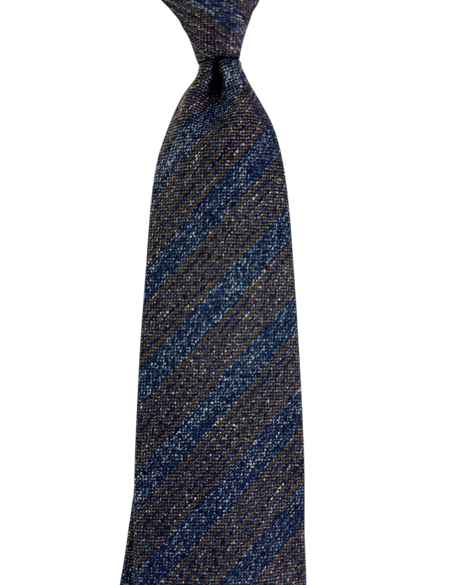 Cesare Attolini Tie Midnight Blue Brown Stripes