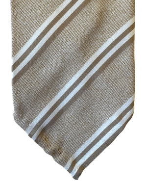 Cesare Attolini Unlined Tie Taupe-Beige Stripes