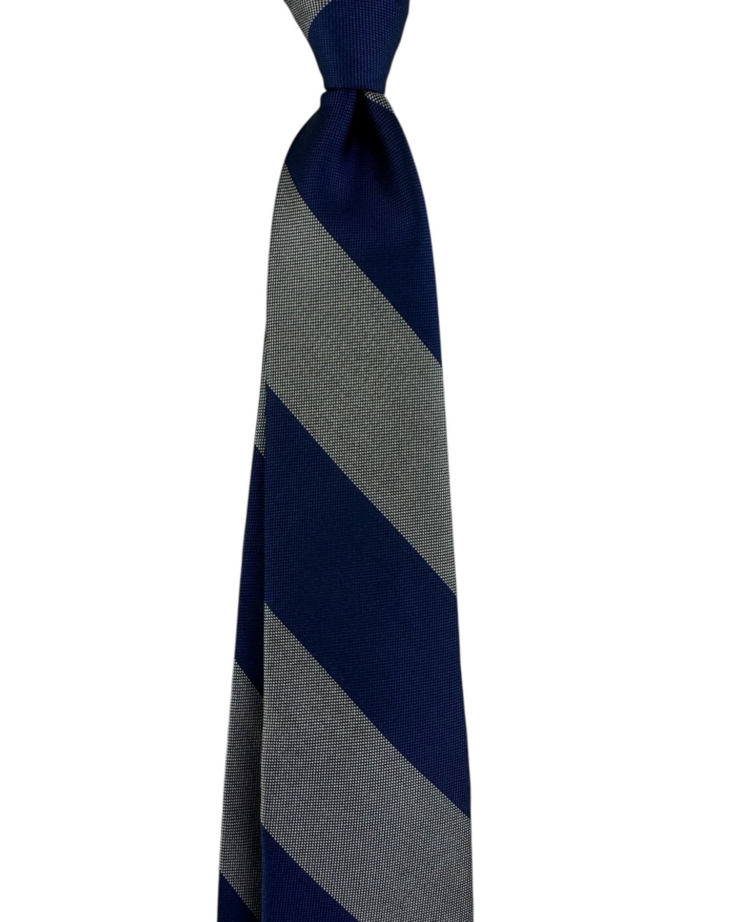 Barba Sevenfold Tie Dark Blue Gray Stripes