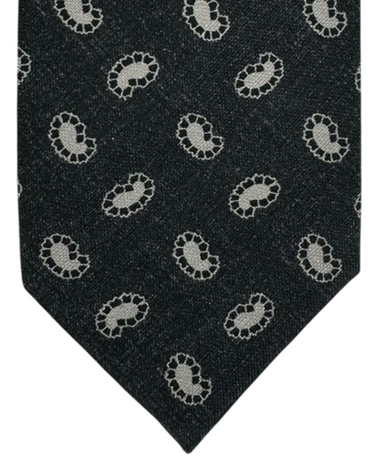 Barba Sevenfold Tie Black Gray-Silver Paisley SALE