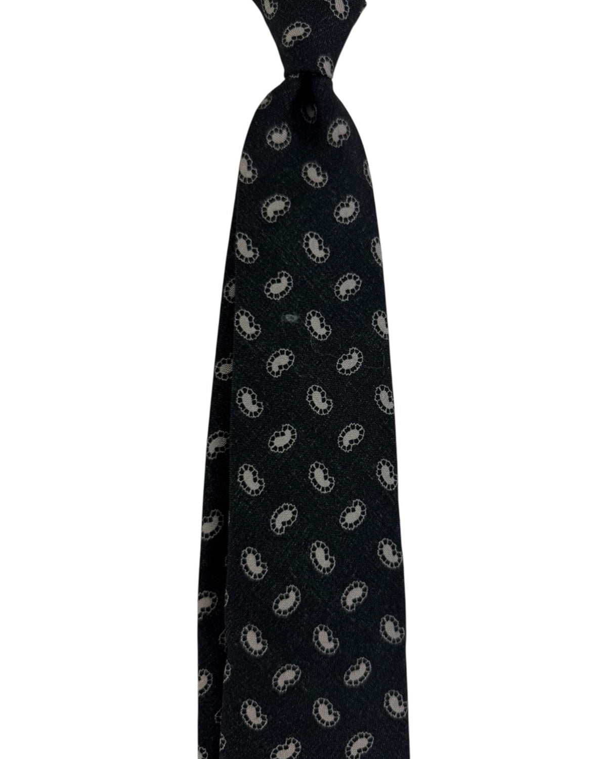 Barba Sevenfold Tie Black Gray-Silver Paisley SALE