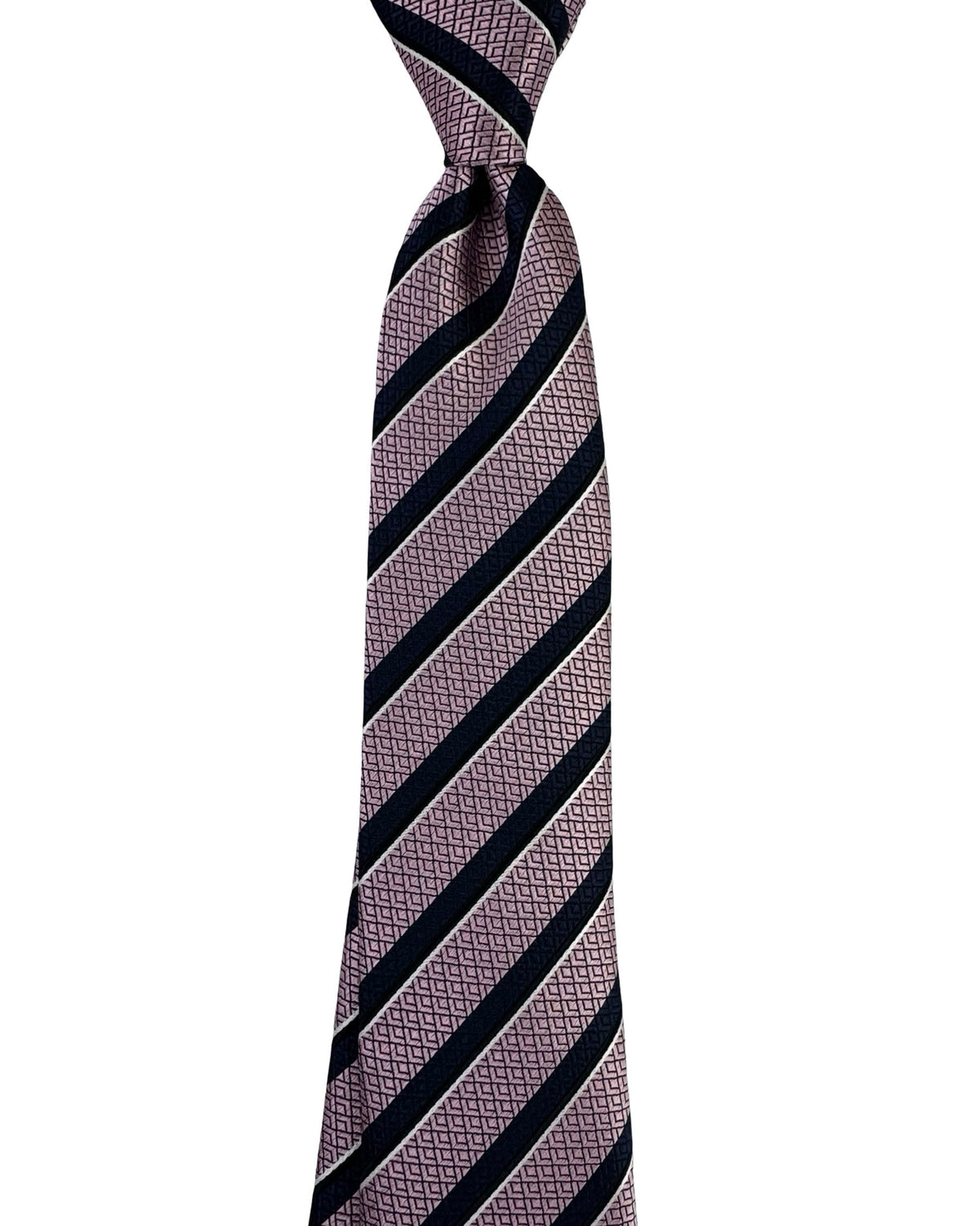 Battisti Sevenfold Tie Pink And Black Stripe Geometric