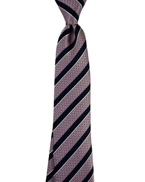 Battisti Sevenfold Tie Pink And Black Stripe Geometric
