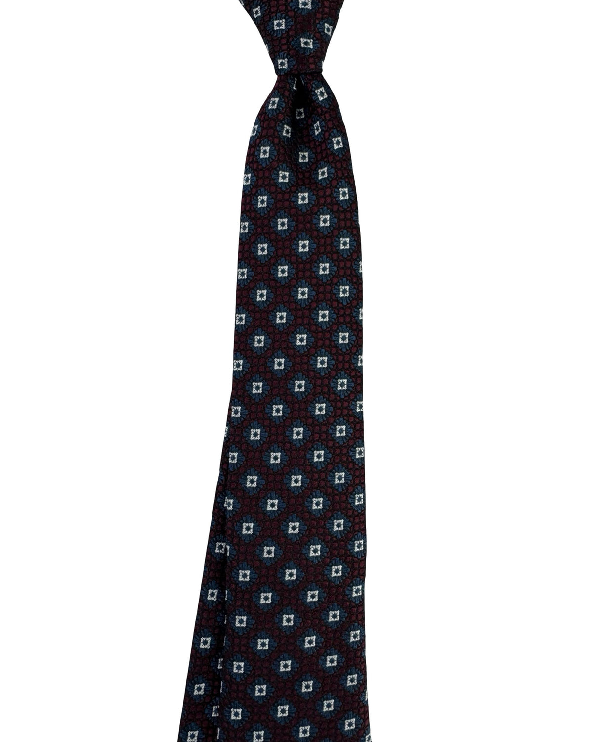 Battisti Sevenfold Tie Midnight Blue And Maroon Medallion