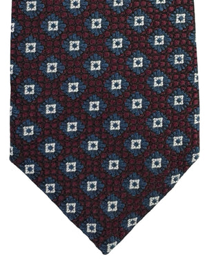 Battisti Sevenfold Tie Midnight Blue And Maroon Medallion