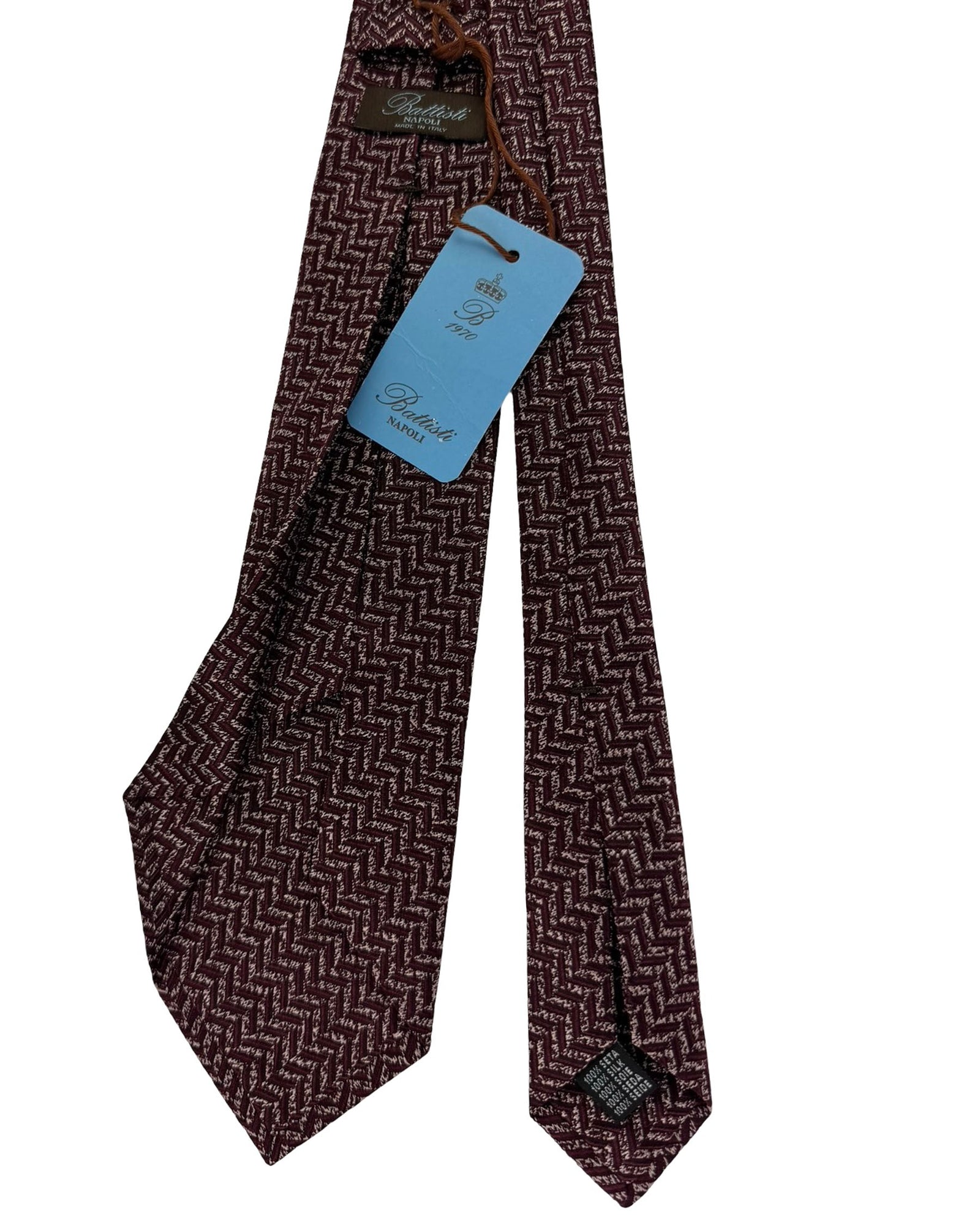 Battisti Sevenfold Tie Maroon Chevron