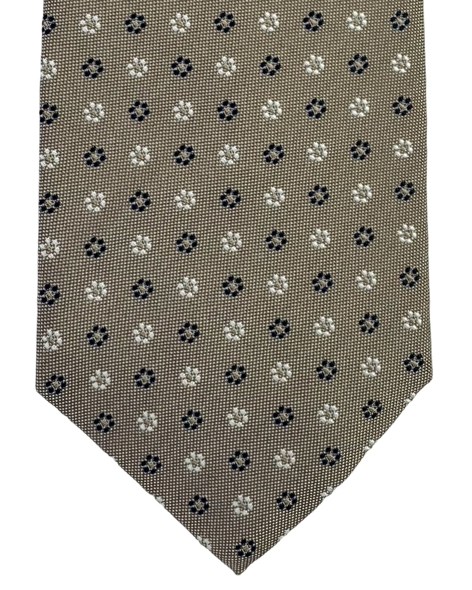 Battisti Sevenfold Tie Taupe Geometric