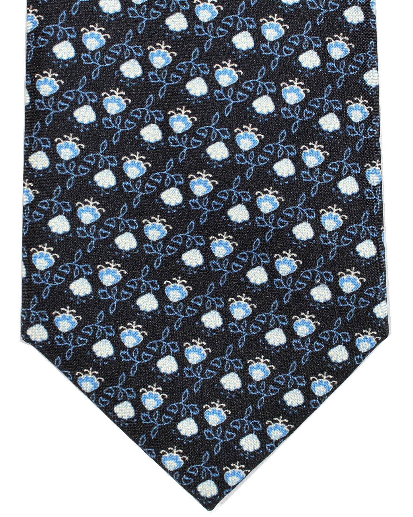 Battistoni Silk Tie Navy Blue Flowers NEW