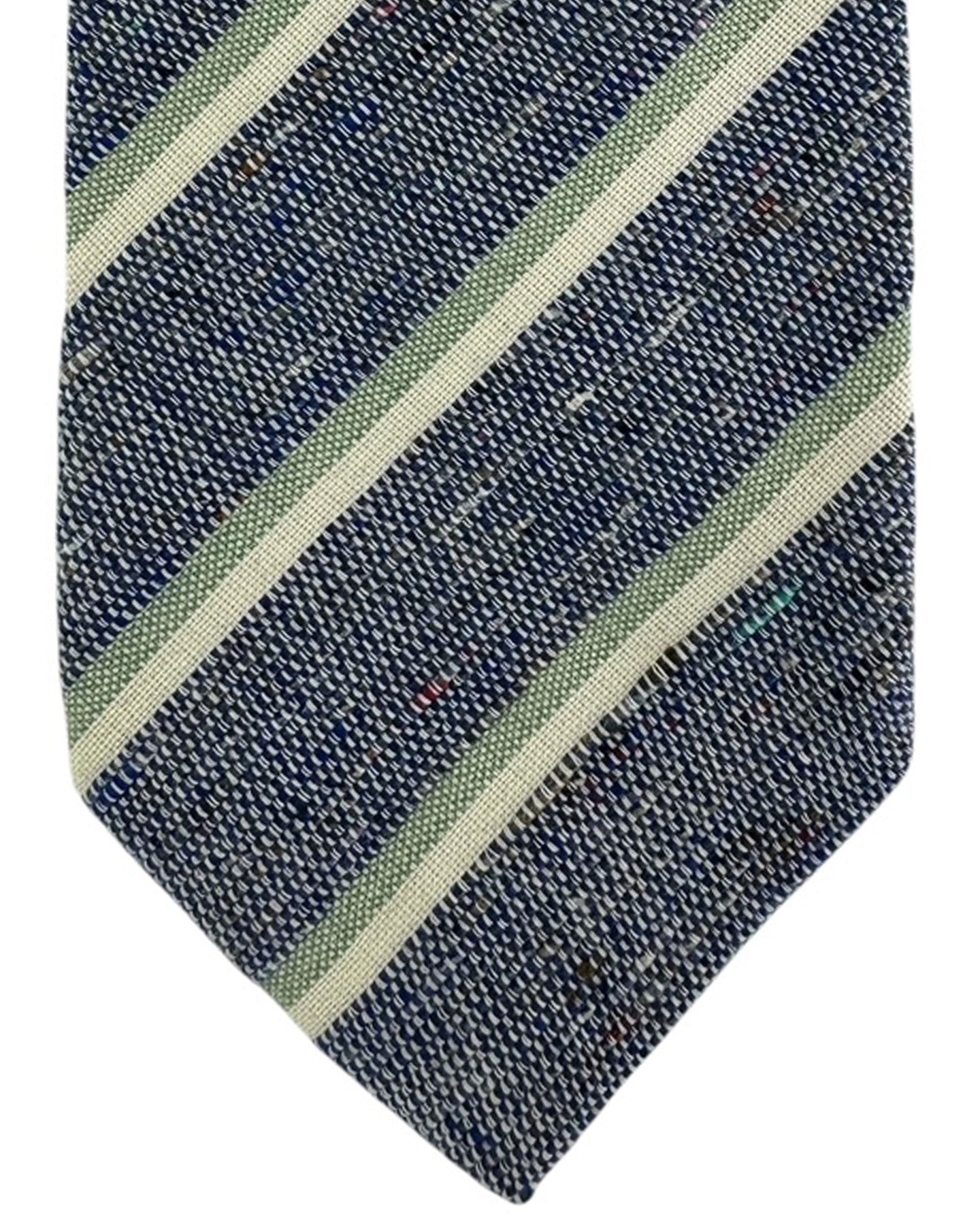 Luigi Borrelli Tie Blue Green Silver Stripes