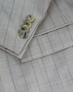 Luigi Borrelli Suit Beige Stripes Wool Silk EU 50 / US 40