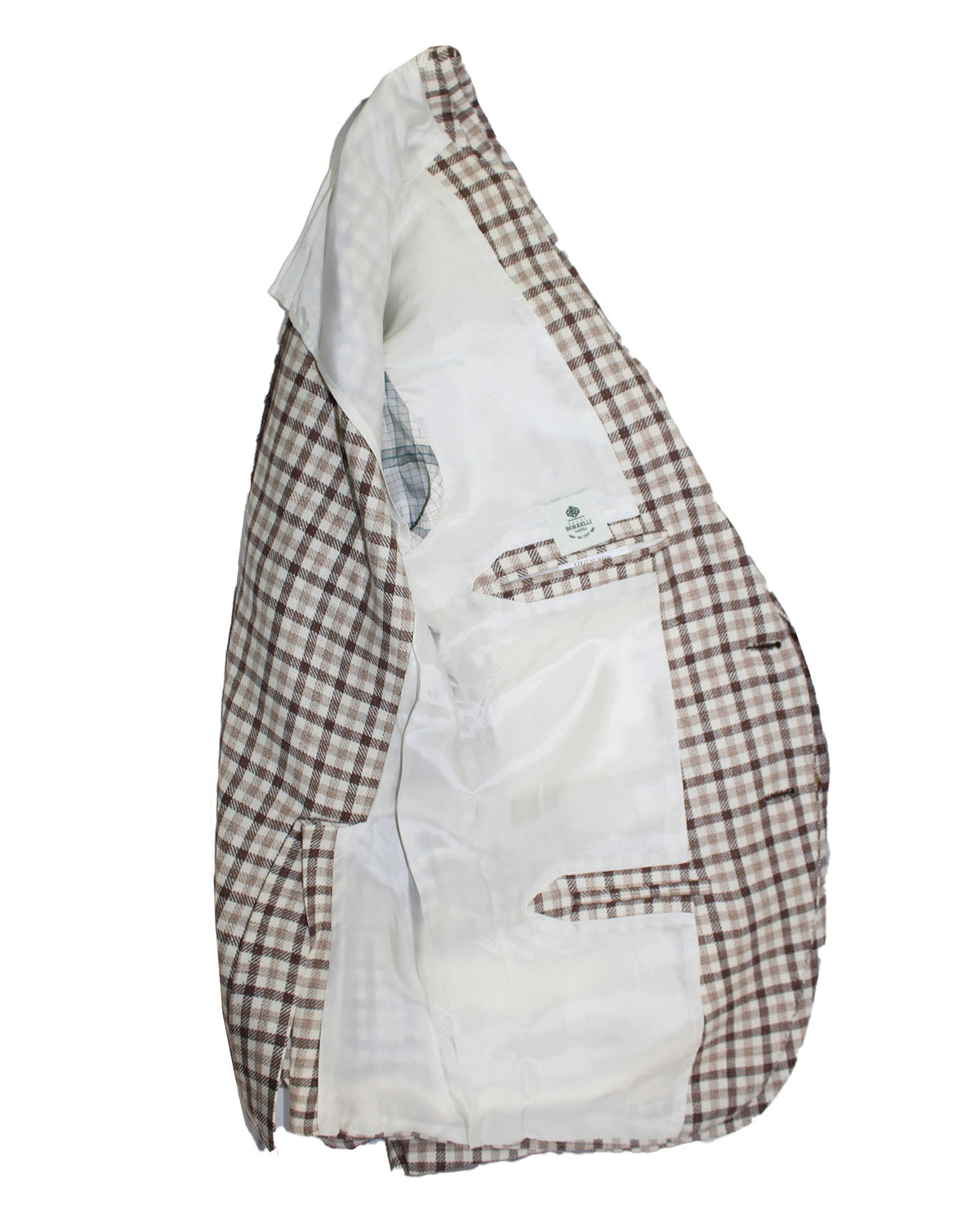 Luigi Borrelli Sport Coat White Brown Check Cotton Wool EU 50/ US 40