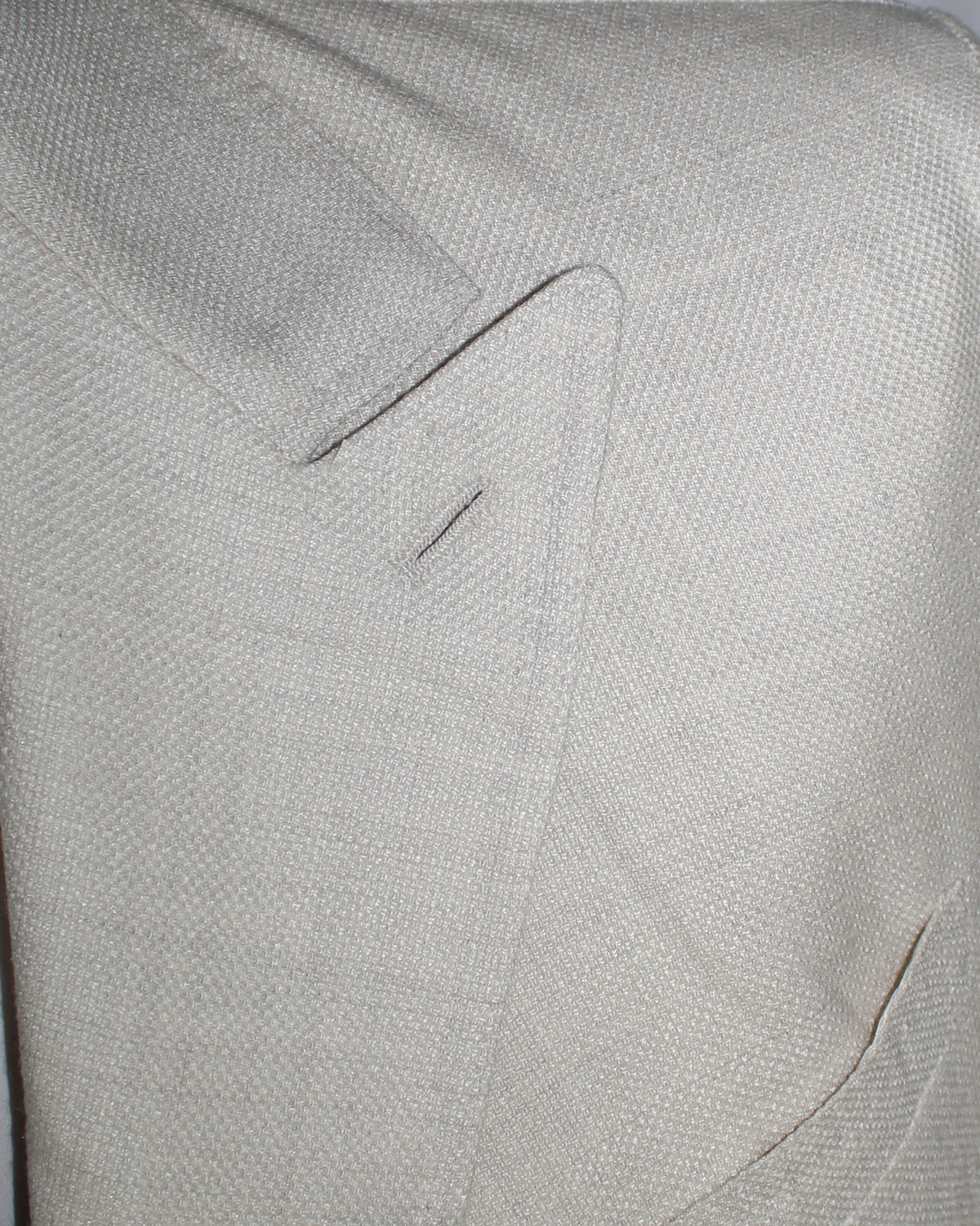 Luigi Borrelli Sport Coat Light Gray EU 52/ US 42 - Double Breasted Peak Lapel - Wool Linen