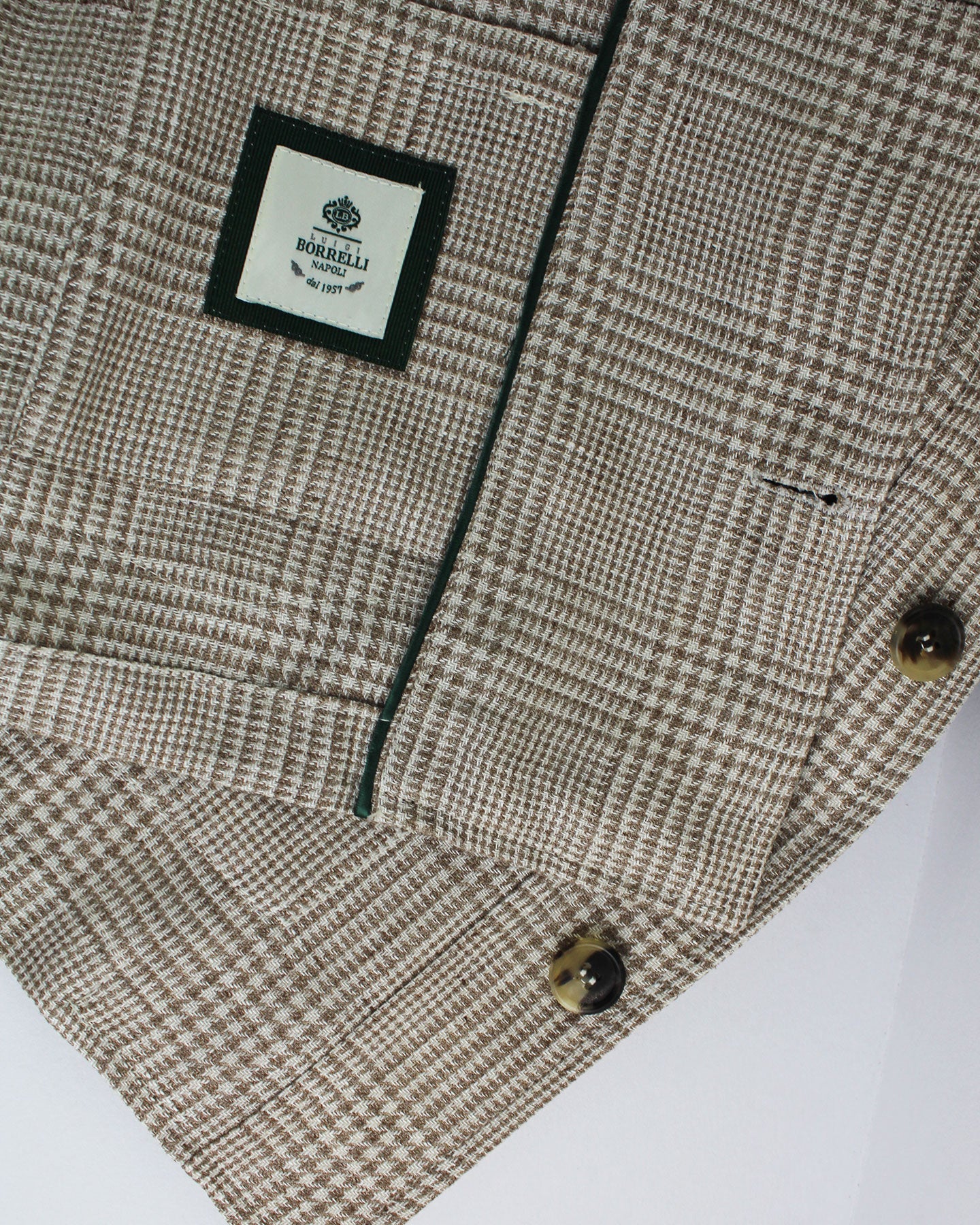 Luigi Borrelli Coat Gray Glen Check Wool Linen