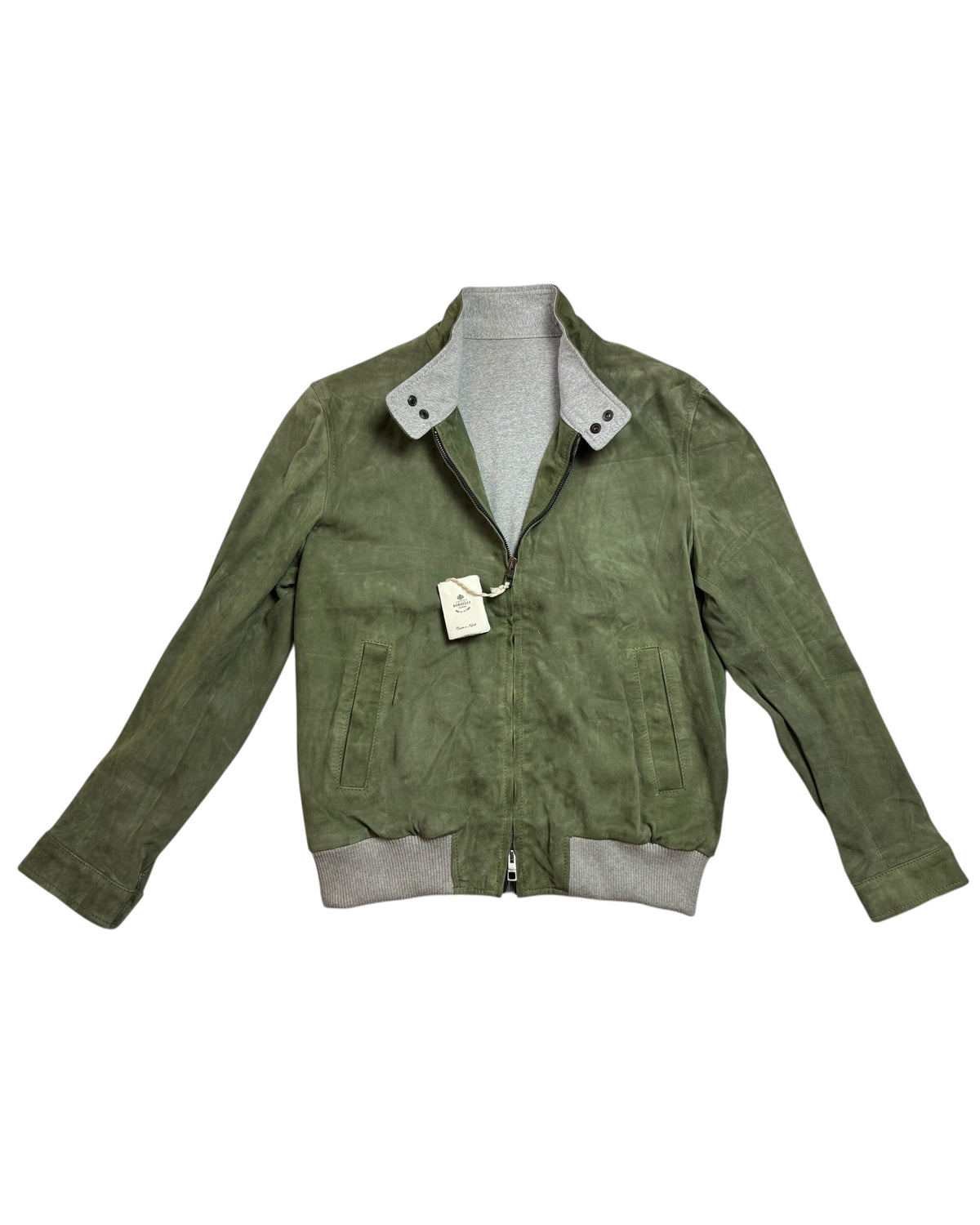 Luigi Borrelli Suede Leather Green Jacket EU 50 / US 40