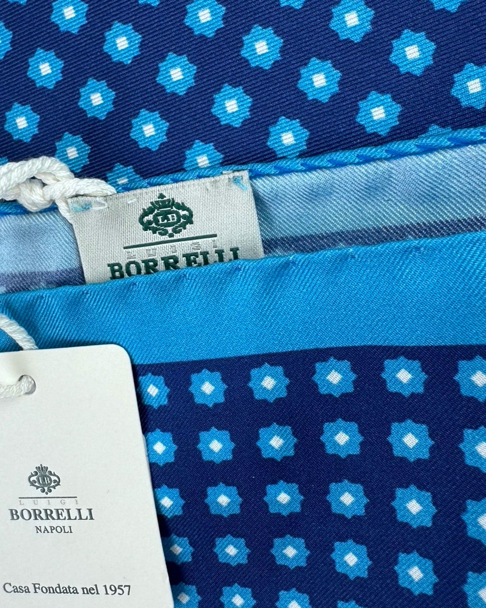 Borrelli Pocket Square Blue Navy Design