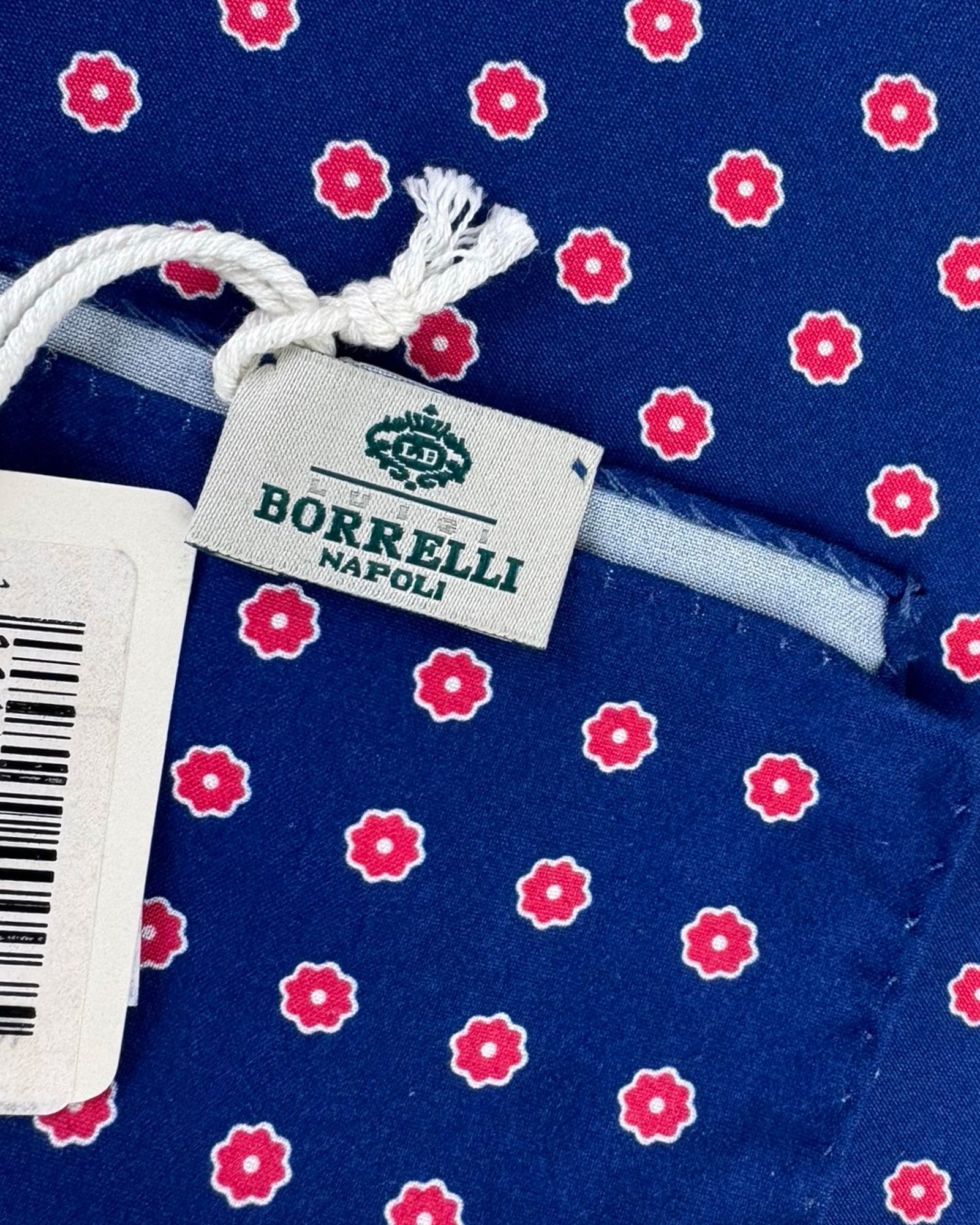 Luigi Borrelli Pocket Square Navy Red Geometric