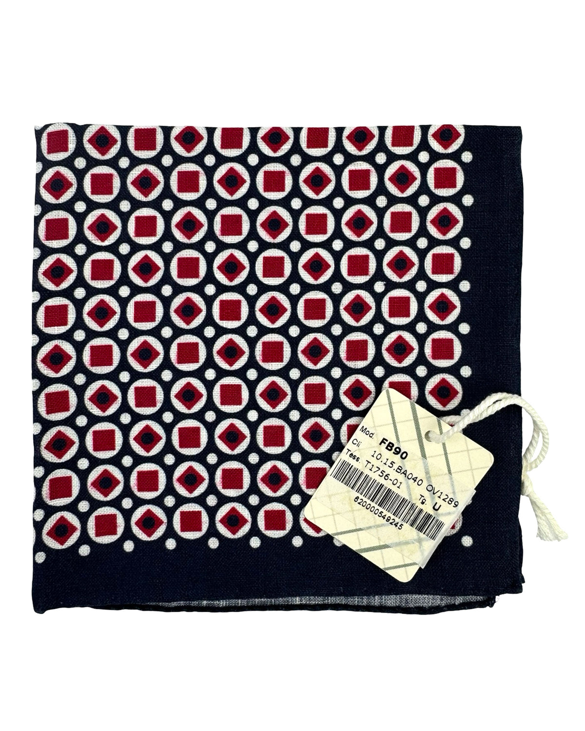 Luigi Borrelli Linen Pocket Square Navy Red White