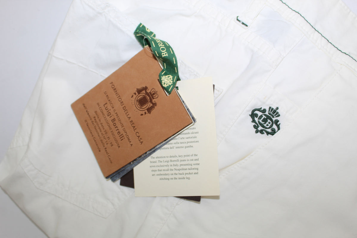 Luigi Borrelli Pants White 5 Pocket 34 Slim Fit