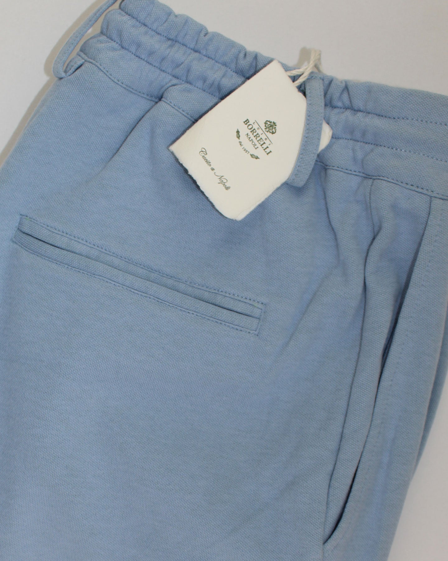 Luigi Borrelli Jogger Pants Light Blue Jersey Pants Slim Fit EU 50 / US 34