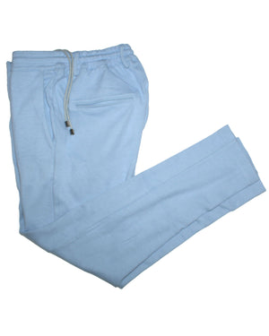 Luigi Borrelli Jogger Pants Light Blue Jersey Pants Slim Fit EU 50 / US 34