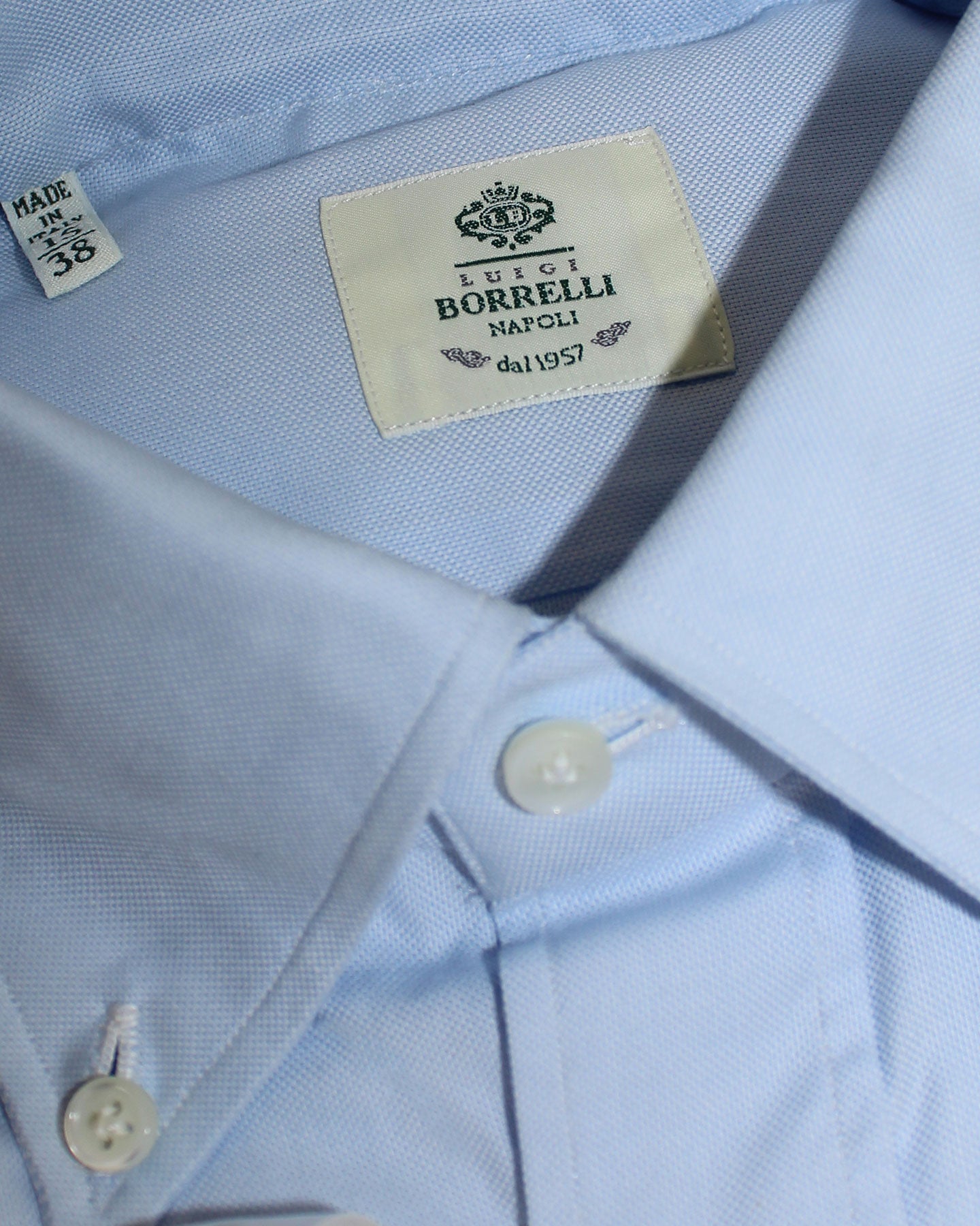 Luigi Borrelli Button-Down Sport Shirt Light Blue 