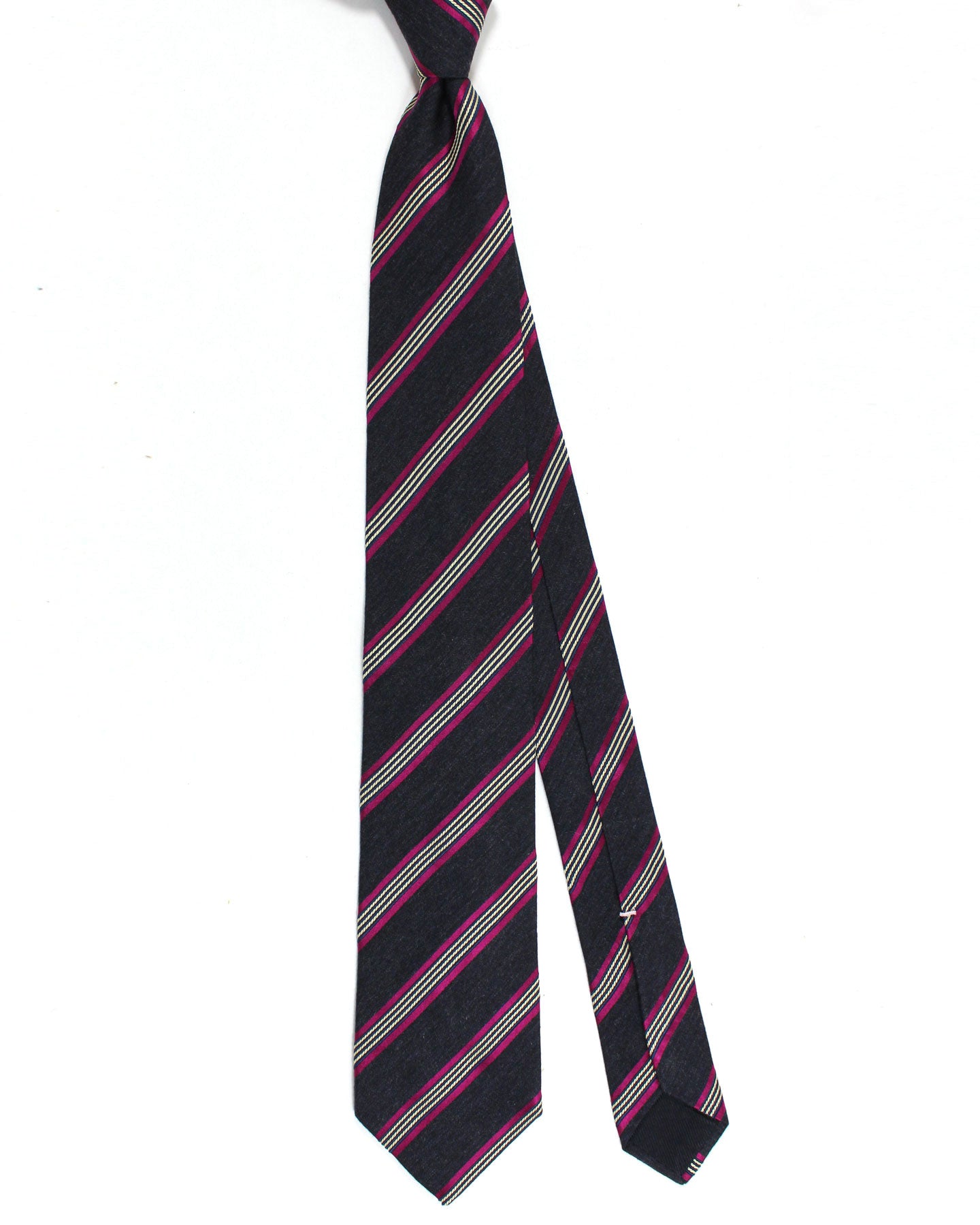 Luigi Borrelli Silk Tie Dark Blue Purple Stripes