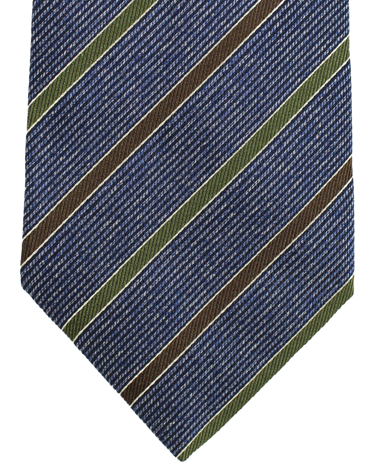 Luigi Borrelli Tie Dark Blue Brown Green Stripes