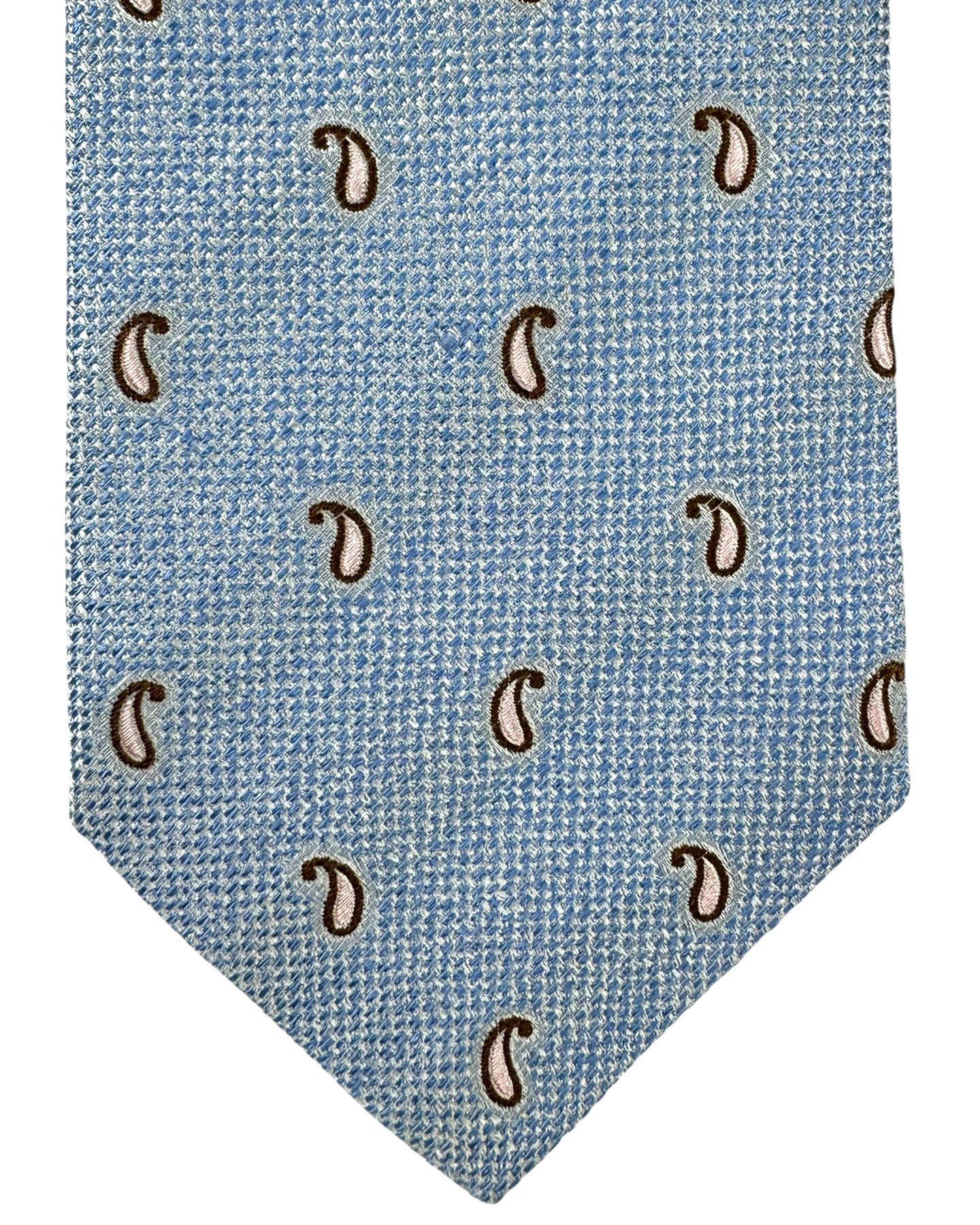 Luigi Borrelli Silk Tie Blue Silver Mini Paisley