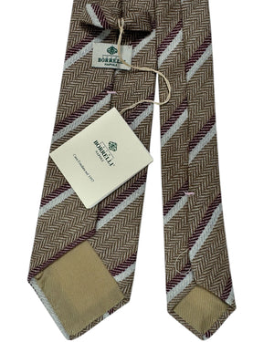 Luigi Borrelli Wool Tie Beige Maroon Stripes