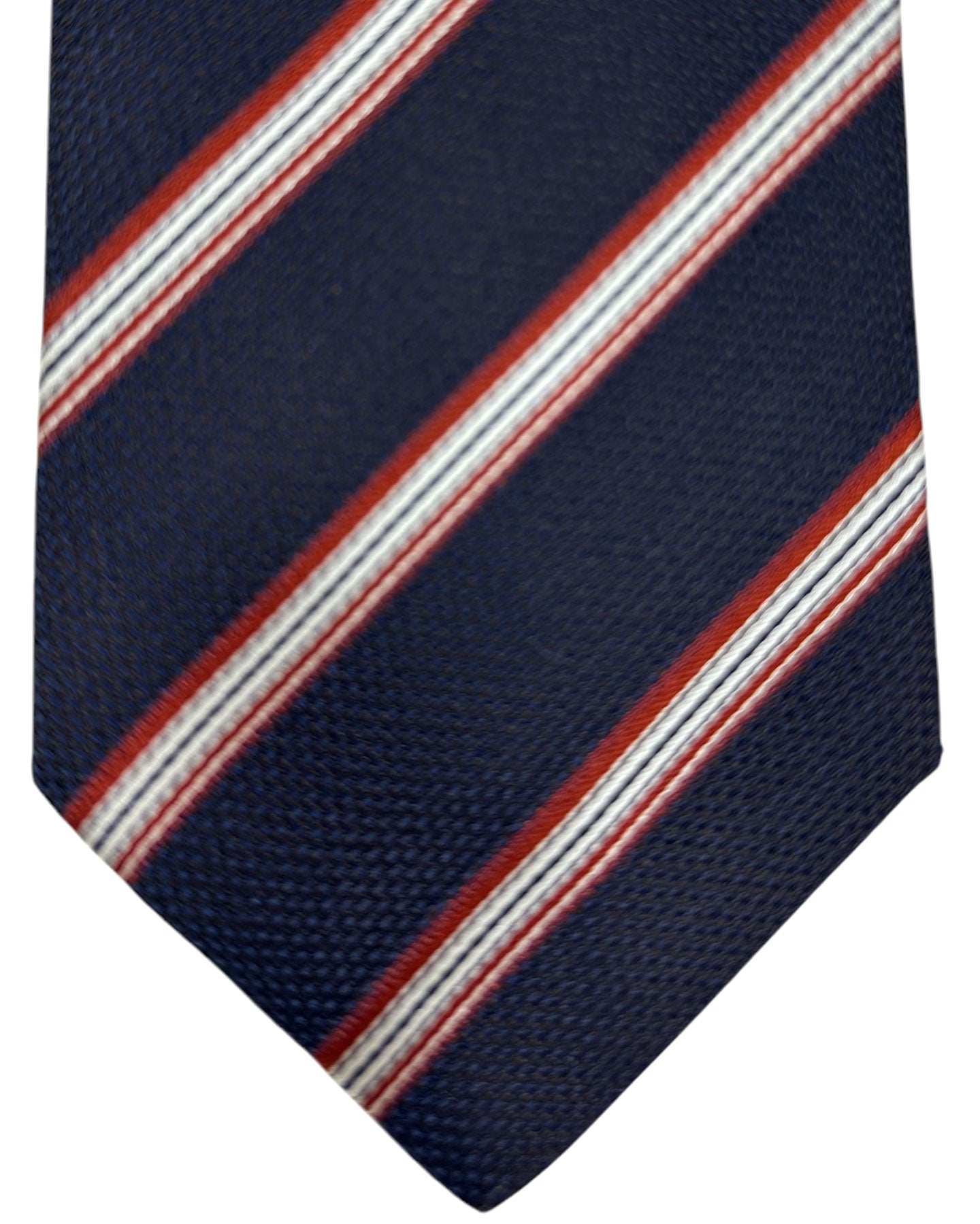 Luigi Borrelli Tie Navy Rust Brown Stripes Design