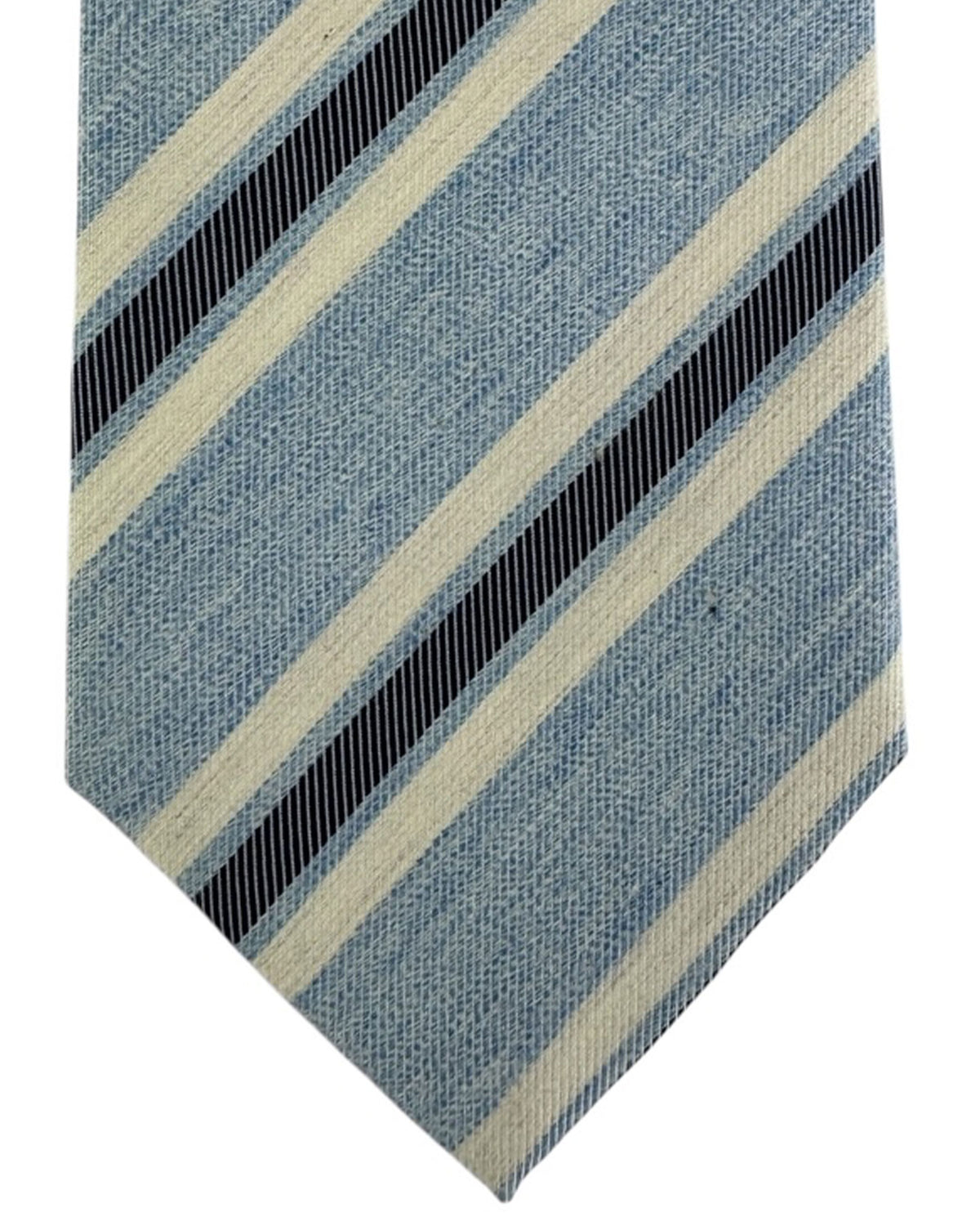 Luigi Borrelli Tie Sky Blue Navy Stripes