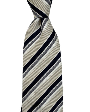 Luigi Borrelli Silk Tie Silver Black Tan Stripes SALE