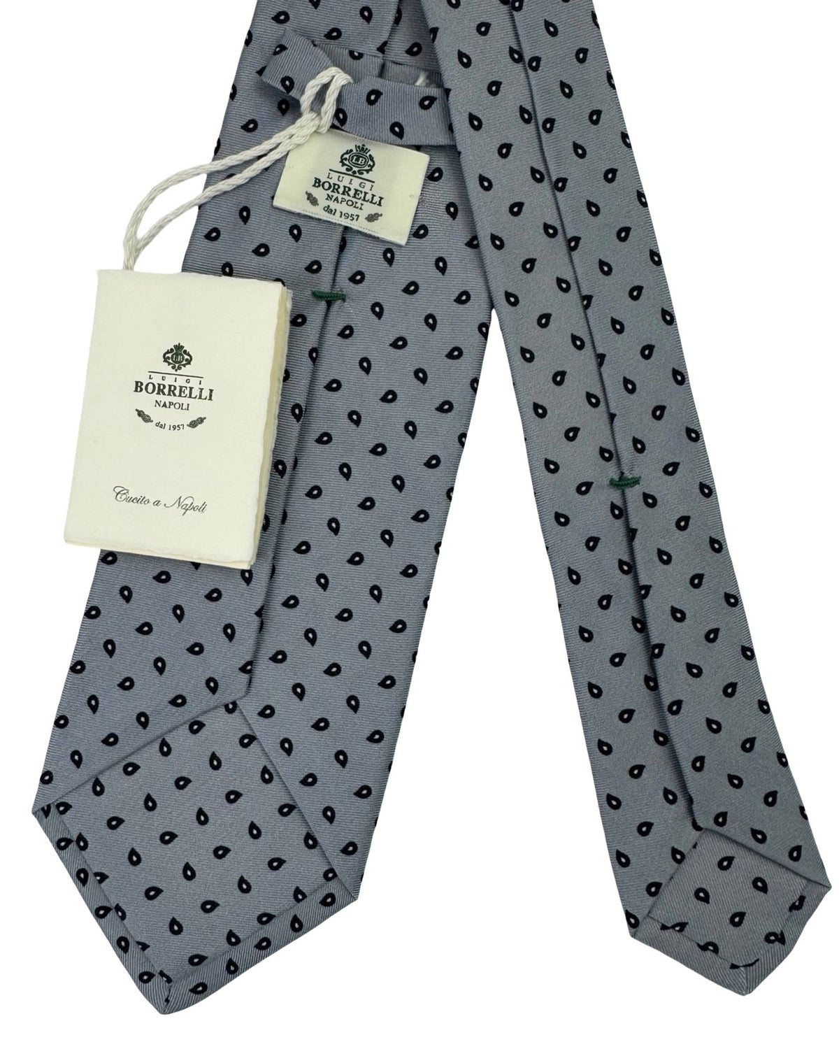 Luigi Borrelli Tie Gray Black Mini Paisley
