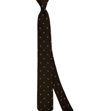 Luigi Borrelli Tie Brown Blue Silver Mini Paisleys