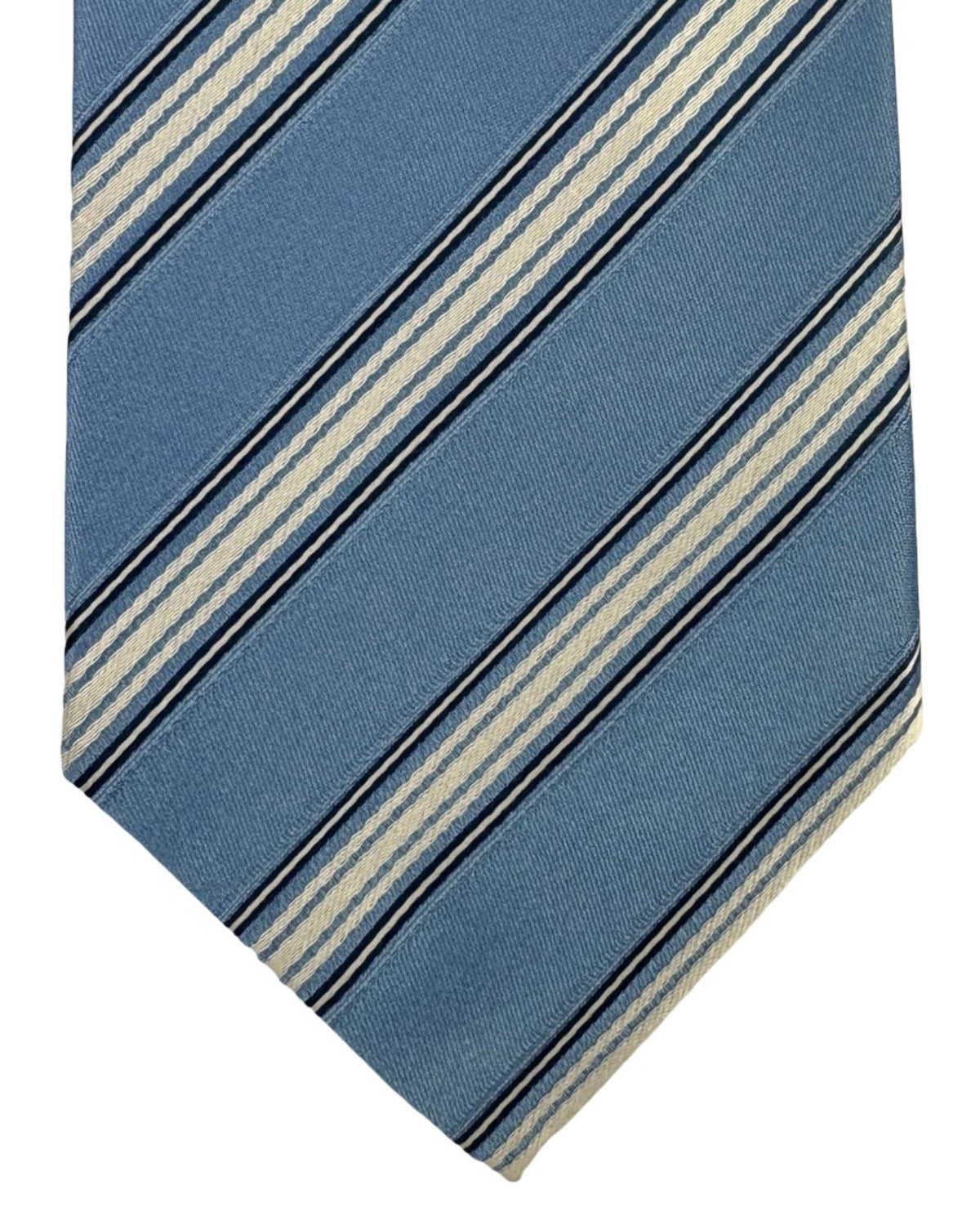 Luigi Borrelli Tie Sky Blue White Stripes