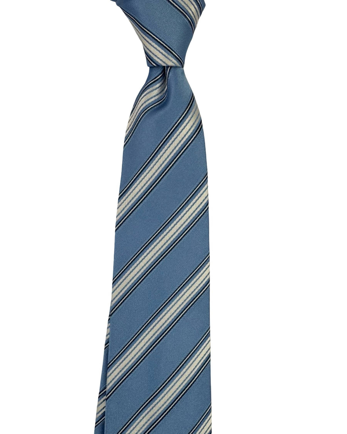 Luigi Borrelli Tie Sky Blue White Stripes