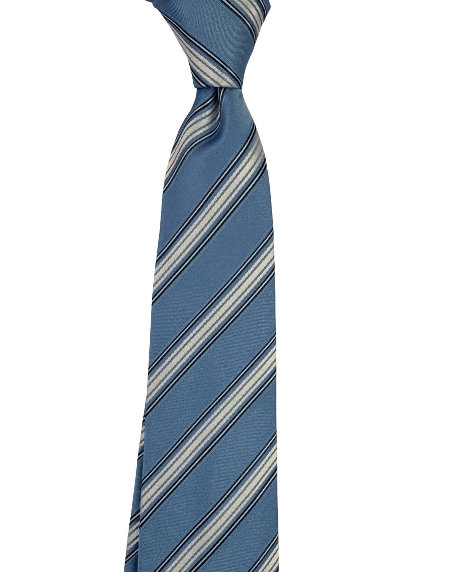 Luigi Borrelli Tie Sky Blue White Stripes