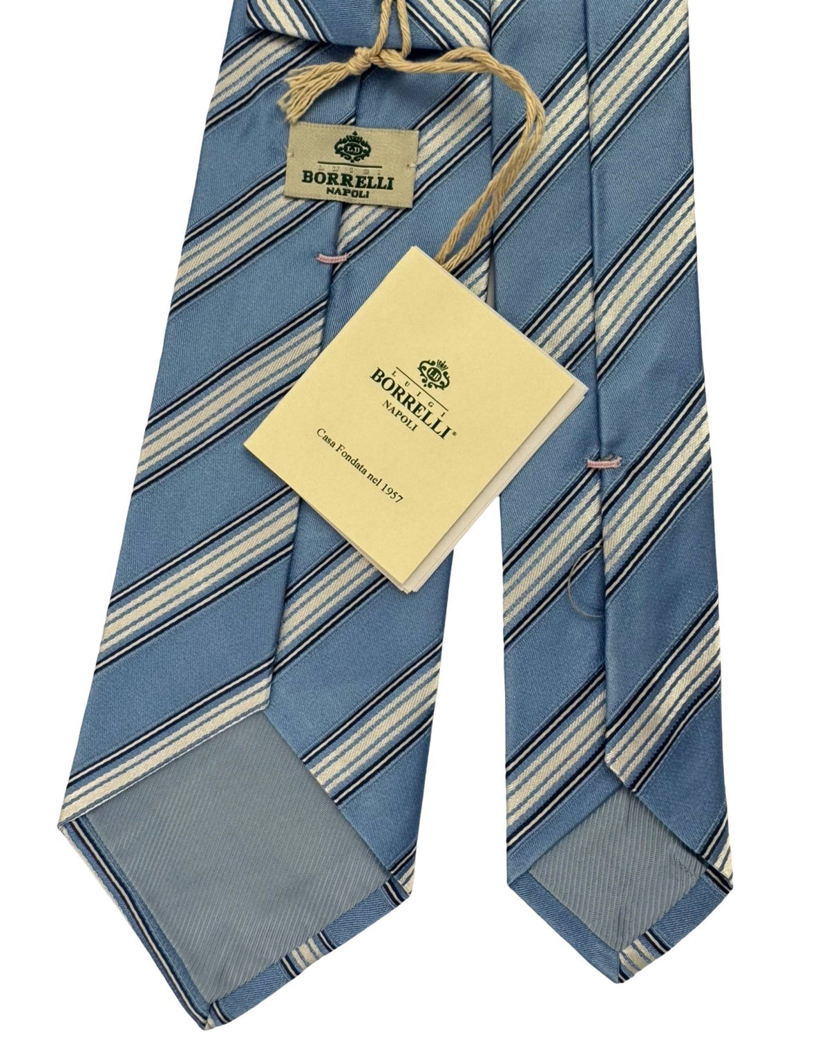 Luigi Borrelli Tie Sky Blue White Stripes