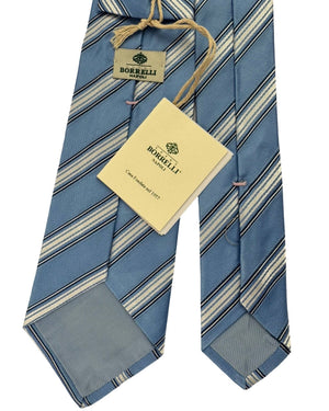 Luigi Borrelli Tie Sky Blue White Stripes
