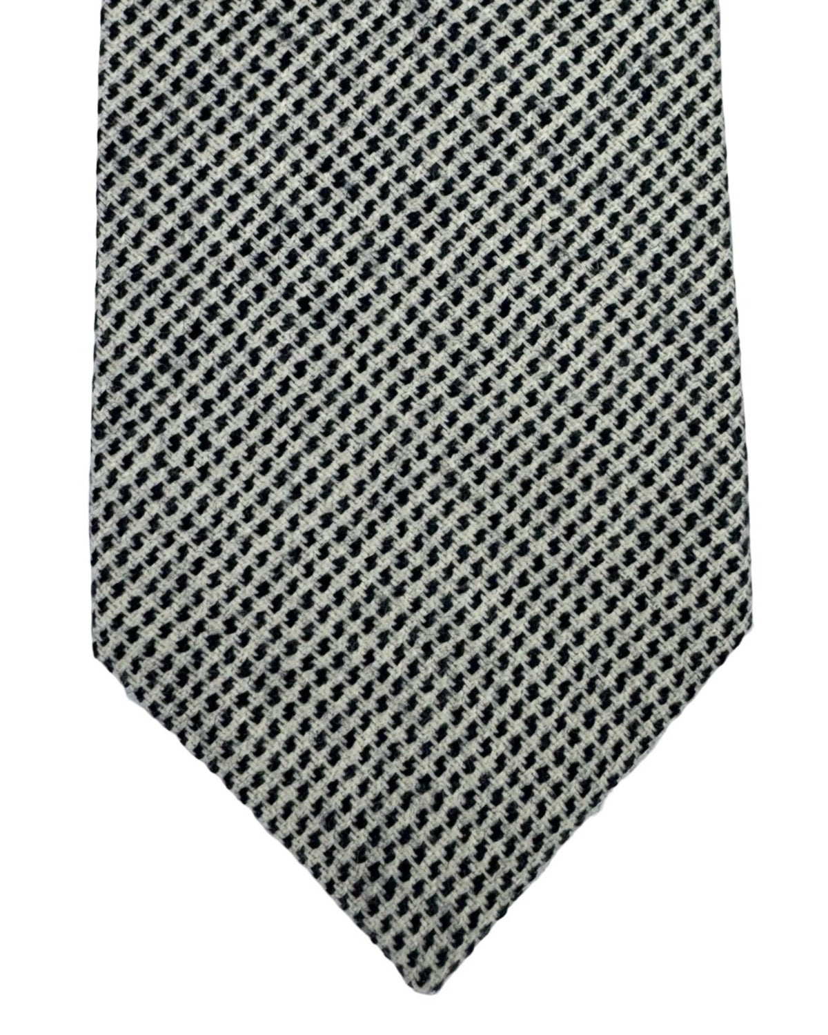 Luigi Borrelli Wool Tie White Navy 