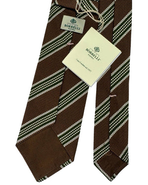 Luigi Borrelli Tie Brown Green Silver Stripes
