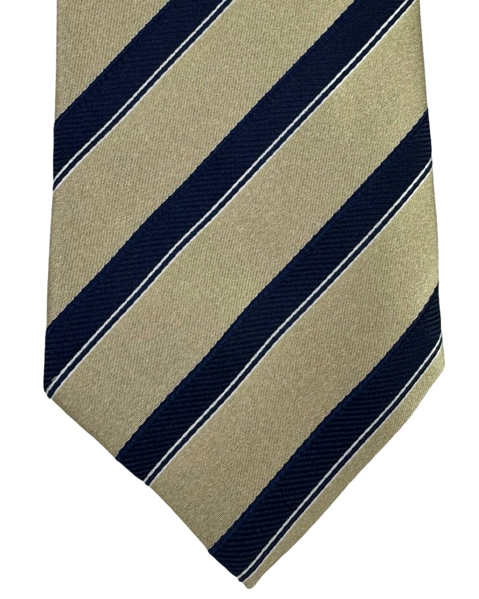 Luigi Borrelli Tie Tan Dark Navy Stripes