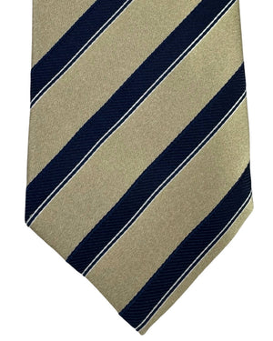 Luigi Borrelli Tie Tan Dark Navy Stripes